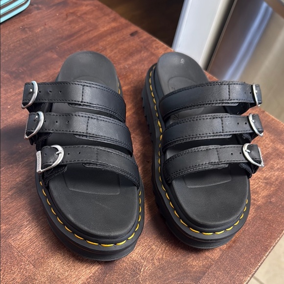 Dr. Martens Black Sandals with Silver Buckles - Picture 1 of 8
